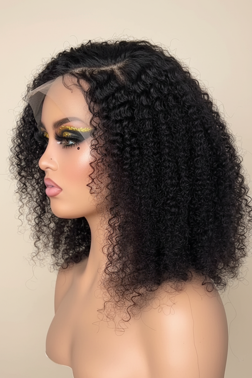 16” 13x4 HD Lace Small Kinky Curly Wig | 210% Density Human Hair Wig